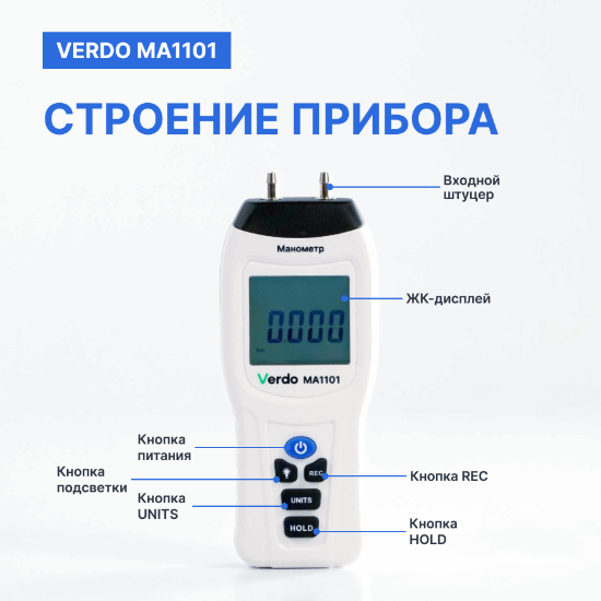Verdo MA1101 Манометр дифференциальный, ±13.79 кПа/±0,3%